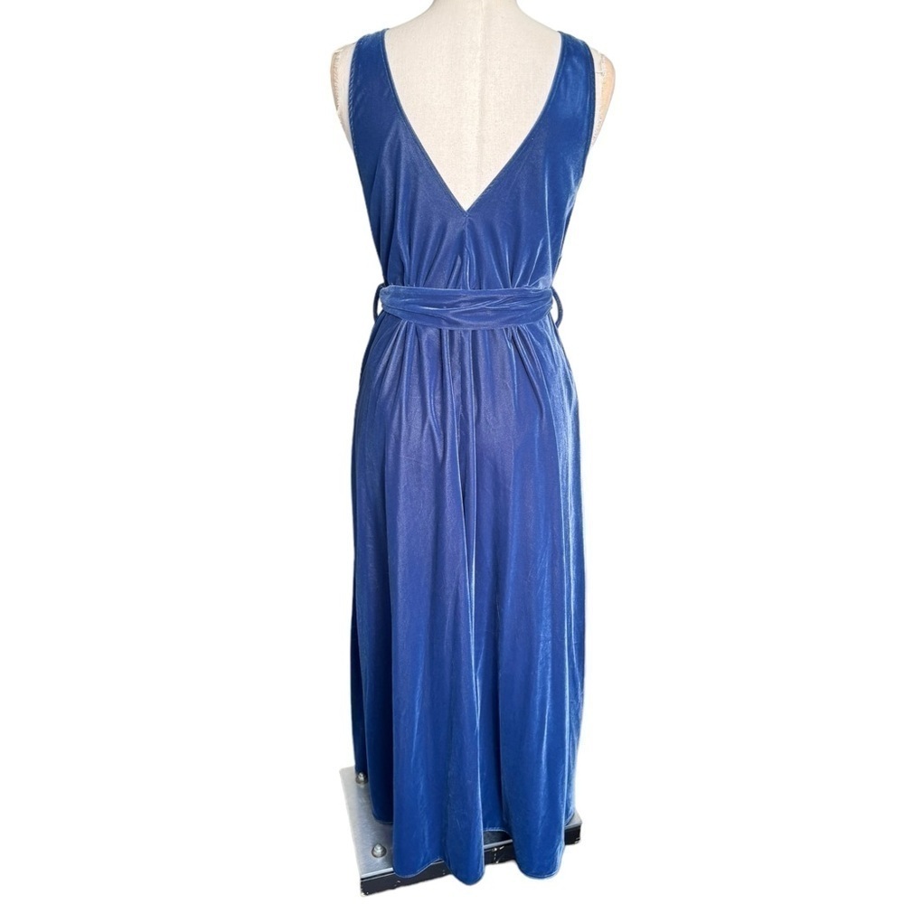 & Other Stories Belted Velvet  Midi Dress in Blue Size: 4 - Picture 10 of 12